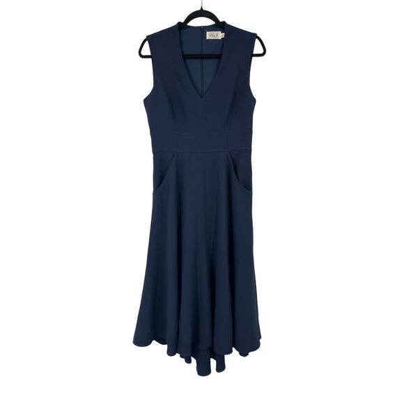 Eliza J Dress Bateau neck fit & flare navy blue size 8 - Picture 1 of 5